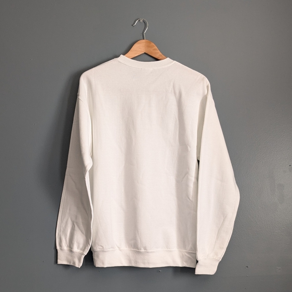 Gildan emoji crewneck long sleeve white sweater sweatshirt unisex Medium - Picture 3 of 5